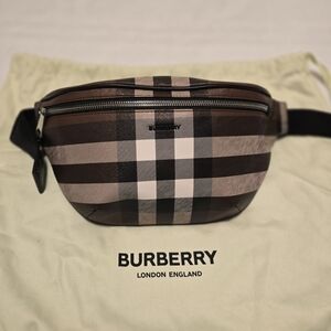 Burberry Cason Checkered Dark Birch Brown Belt Bag